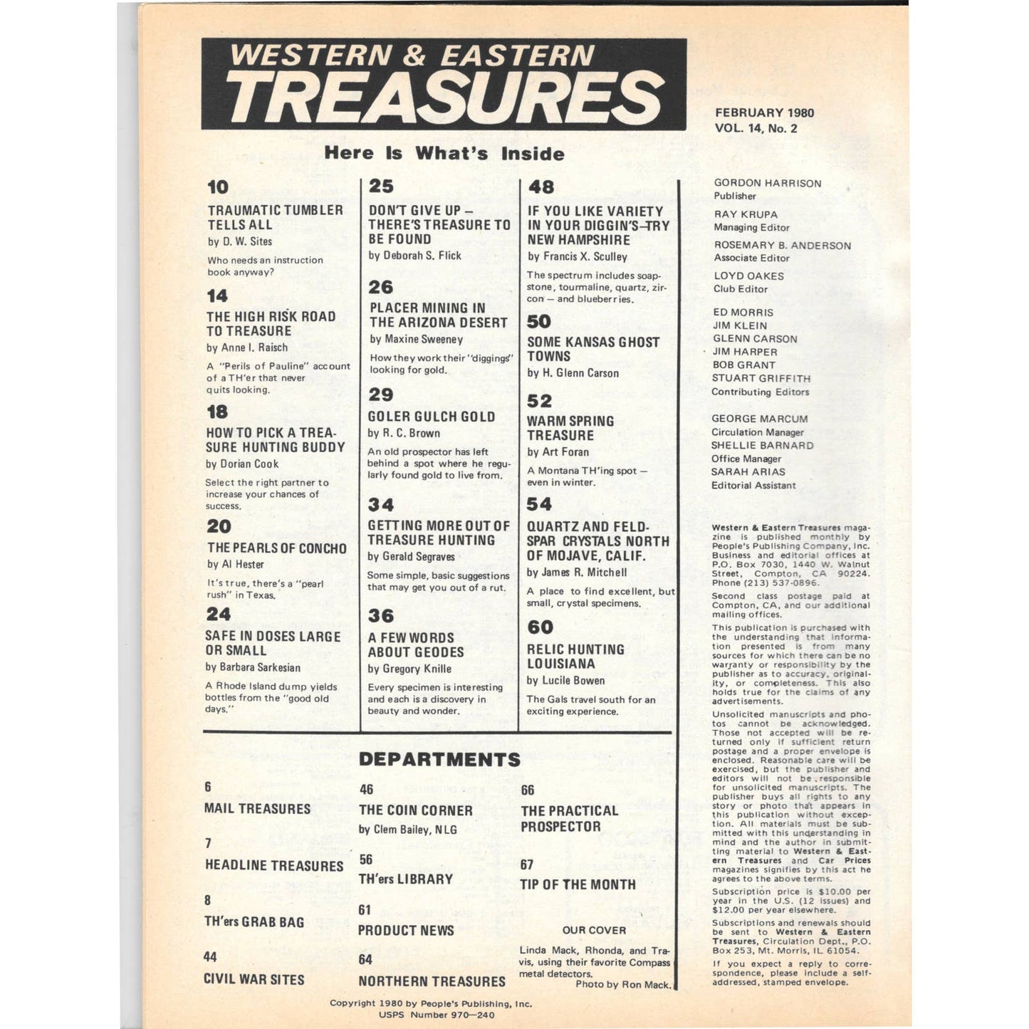 Western & Eastern Treasures Magazine Mines, Buried, Metal Detecting Feb 1980 MB2