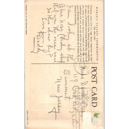 Havoline Thermometer 1933 Chicago World's Fair - Original Postcard TJ9-P1