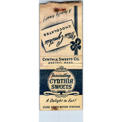 Cynthia Sweets Chocolates Boston MA Advertising Matchbook Cover MM9-10