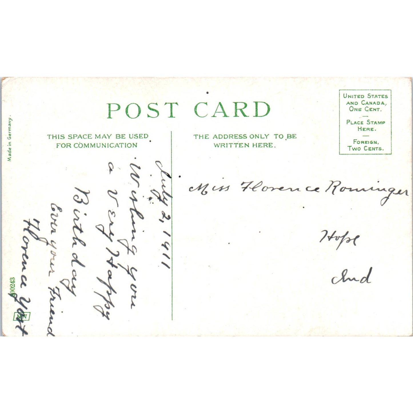 Birthday Face in Flower Roses c1910 Original Postcard TK1-27