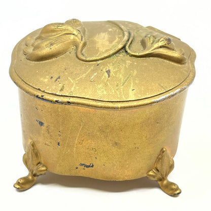 1904 Victor Gold Painted Silver Plate Footed Jewelry Trinket Box TF6
