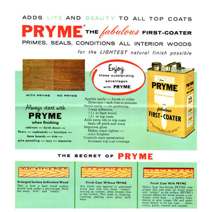 1950s MCM Advertising Leaflet Pryme Wood Finish P&S SE4