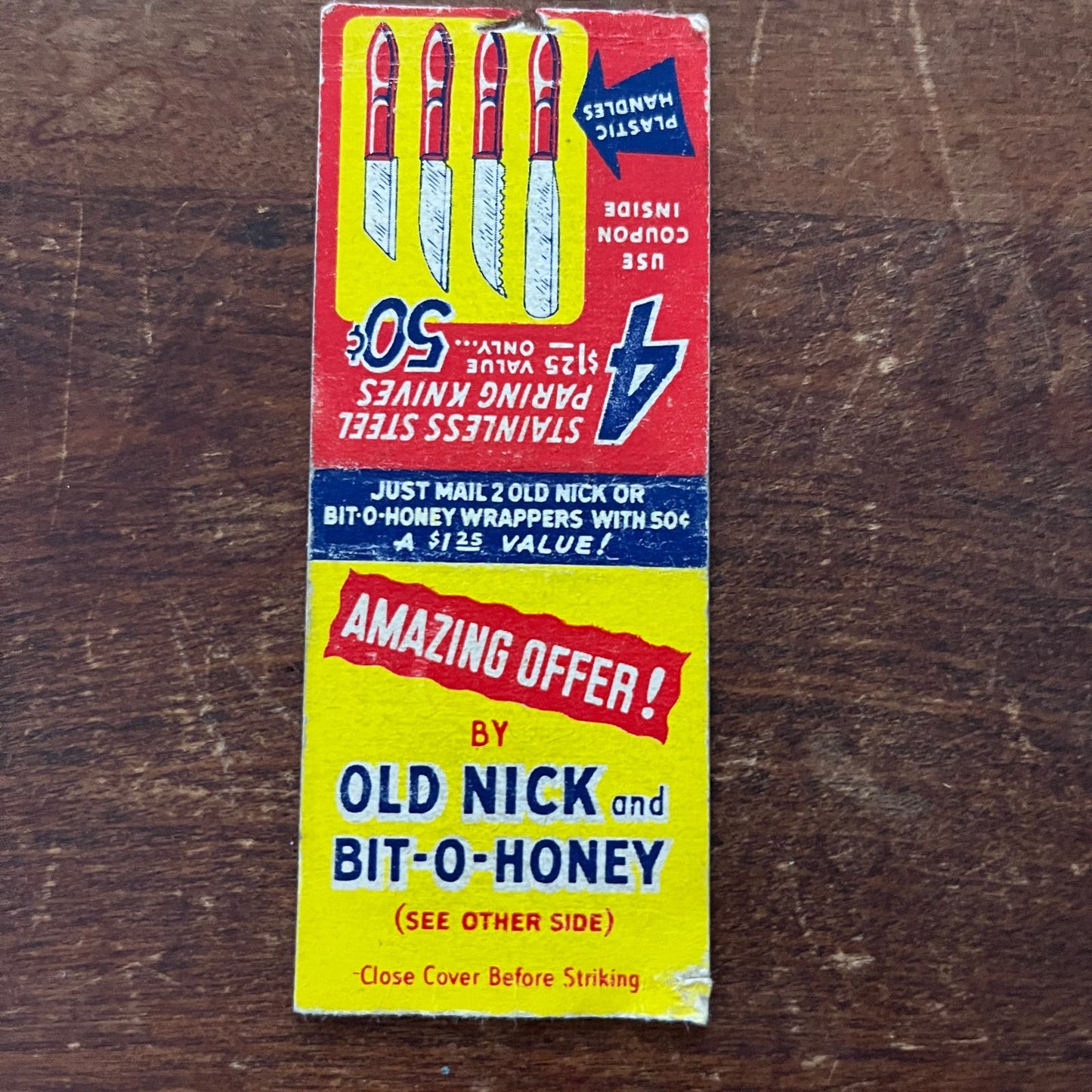 Old Nick & Bit-o-Honey Giveaway Advertising Matchbook Cover SB3-M1