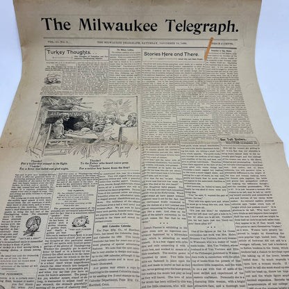 1898 Sep 25 Original Milwaukee Telegraph - Thanksgiving Turkey Thoughts FL4