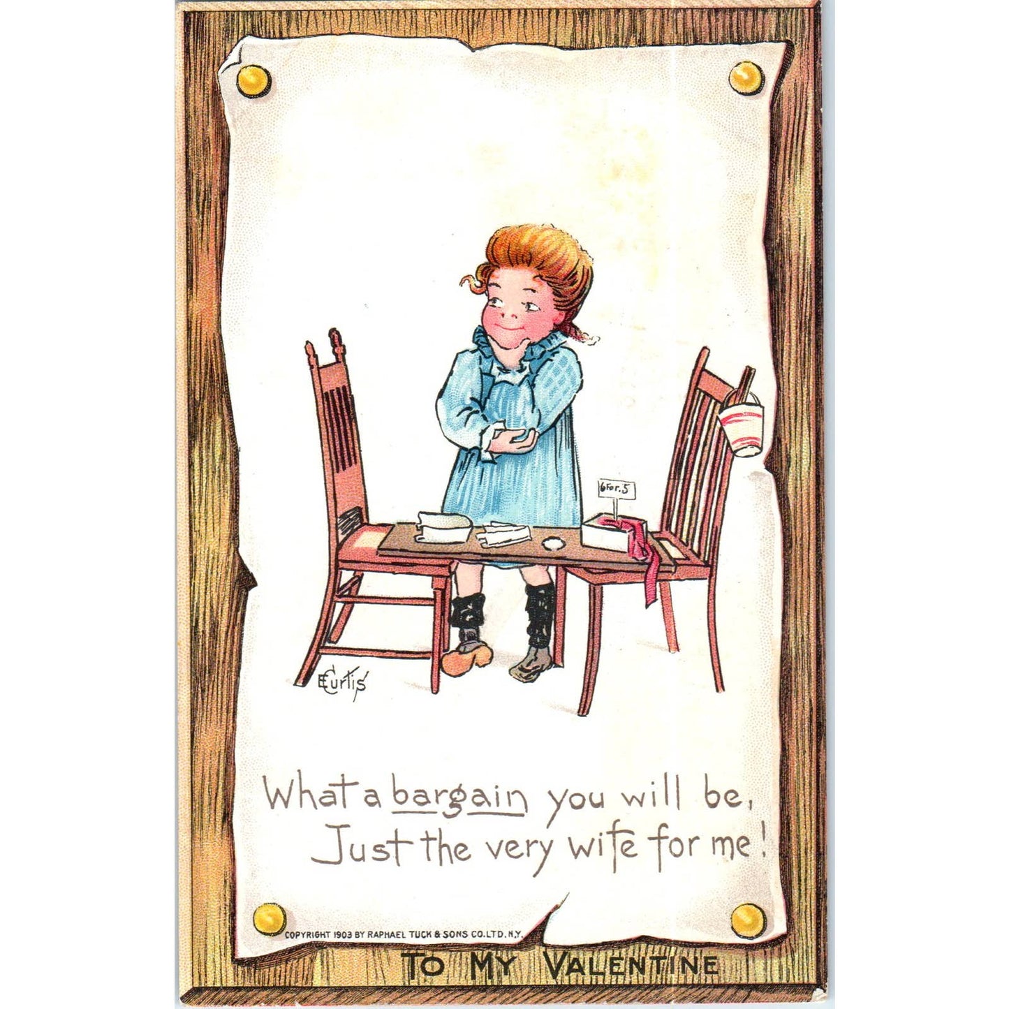 1906 Valentine Cartoon Findlay Ohio Raphael Tuck Original Postcard TK1-P18