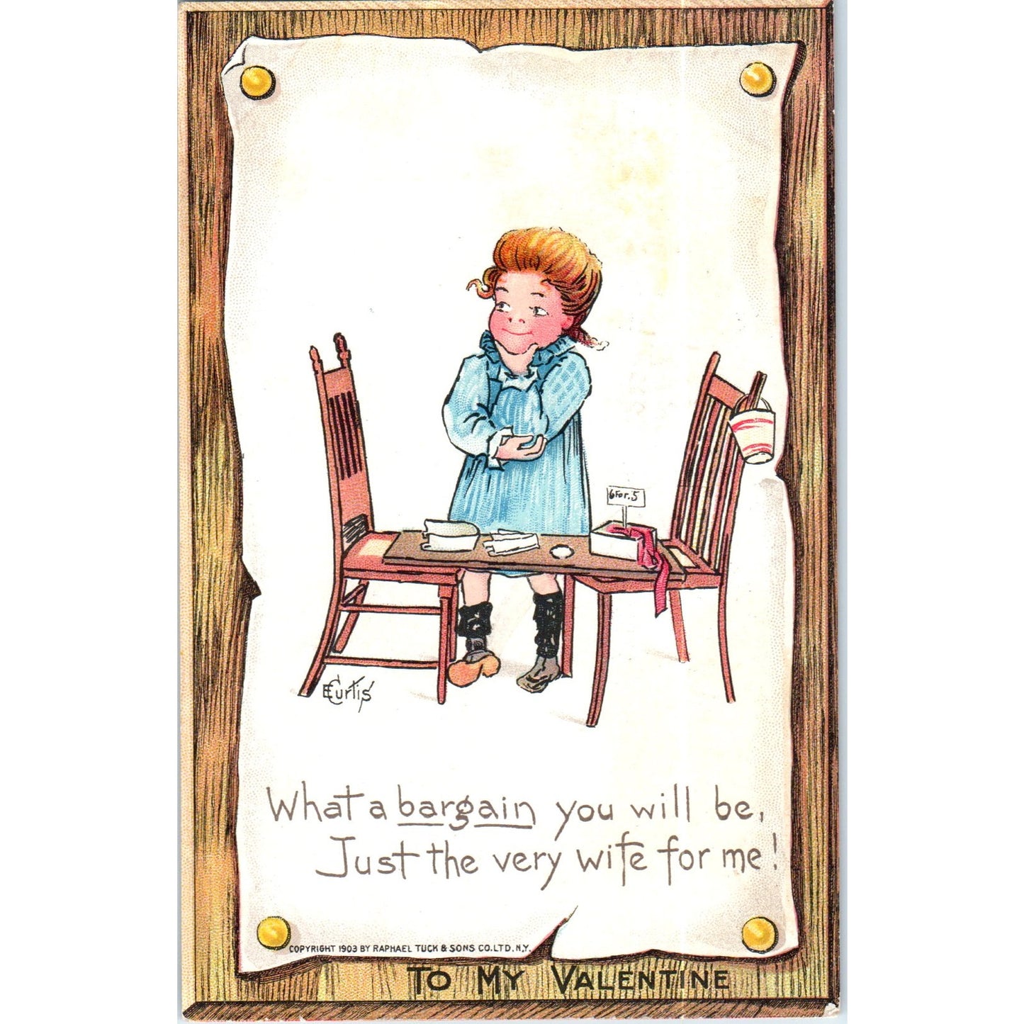 1906 Valentine Cartoon Findlay Ohio Raphael Tuck Original Postcard P2-8