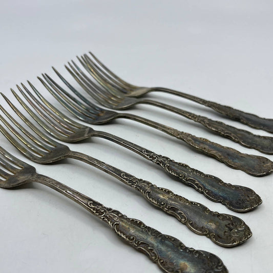 Vintage WM Rogers 7” Silverplate Dinner Fork Set of 6 Cordova Pattern TI2