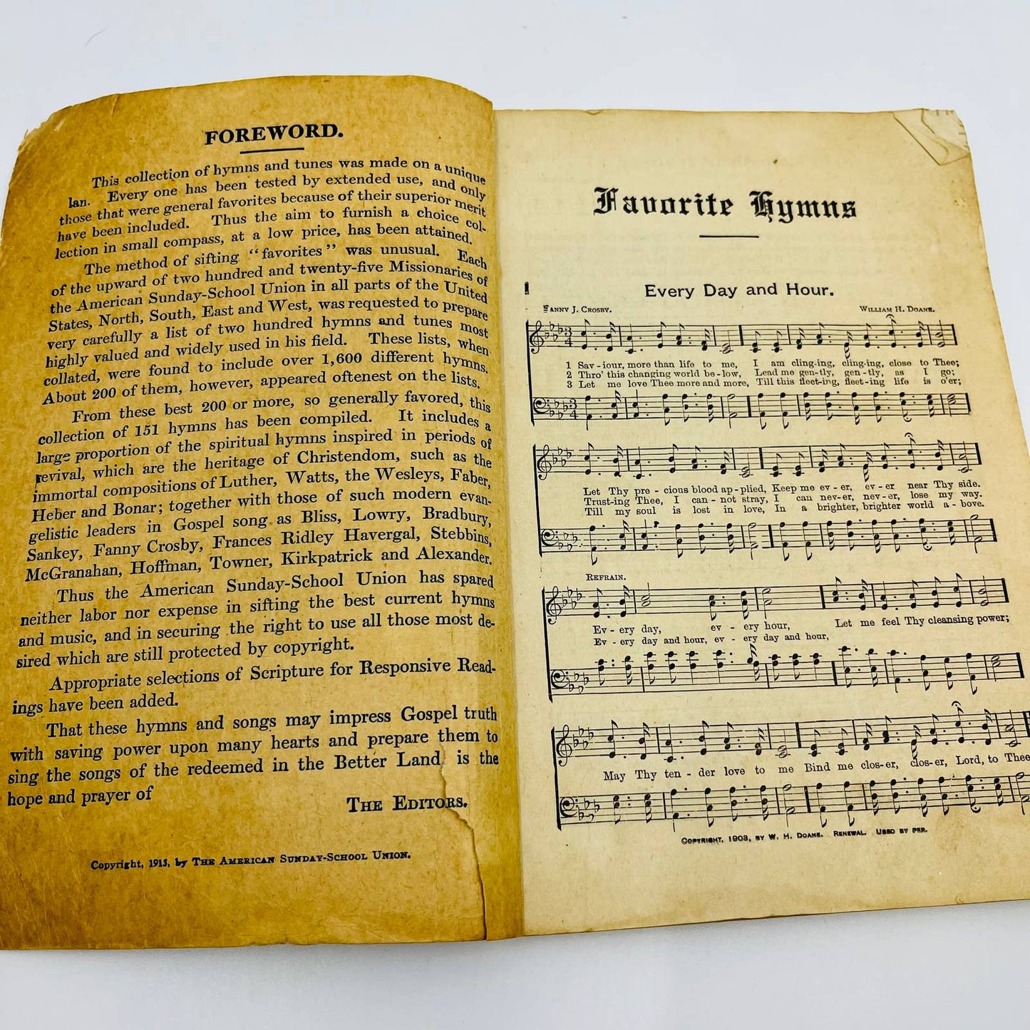 1913 Favorite Hymns Philadelphia Hymnal American Sunday-School Union TD7