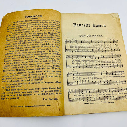 1913 Favorite Hymns Philadelphia Hymnal American Sunday-School Union TD7