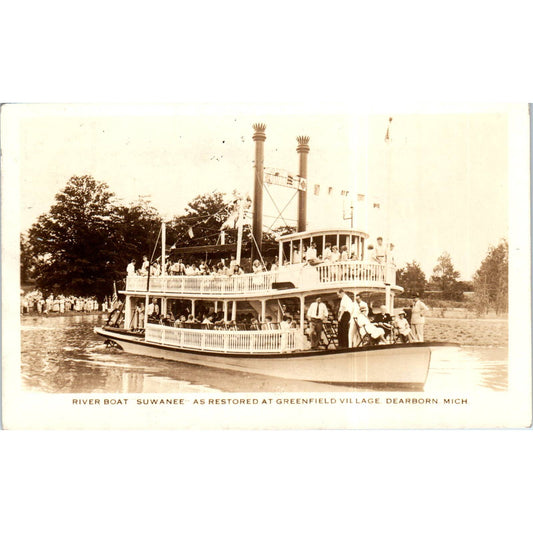 River Boat Suwanee Greenfield Village Dearborn MI Original Postcard TK1-P12