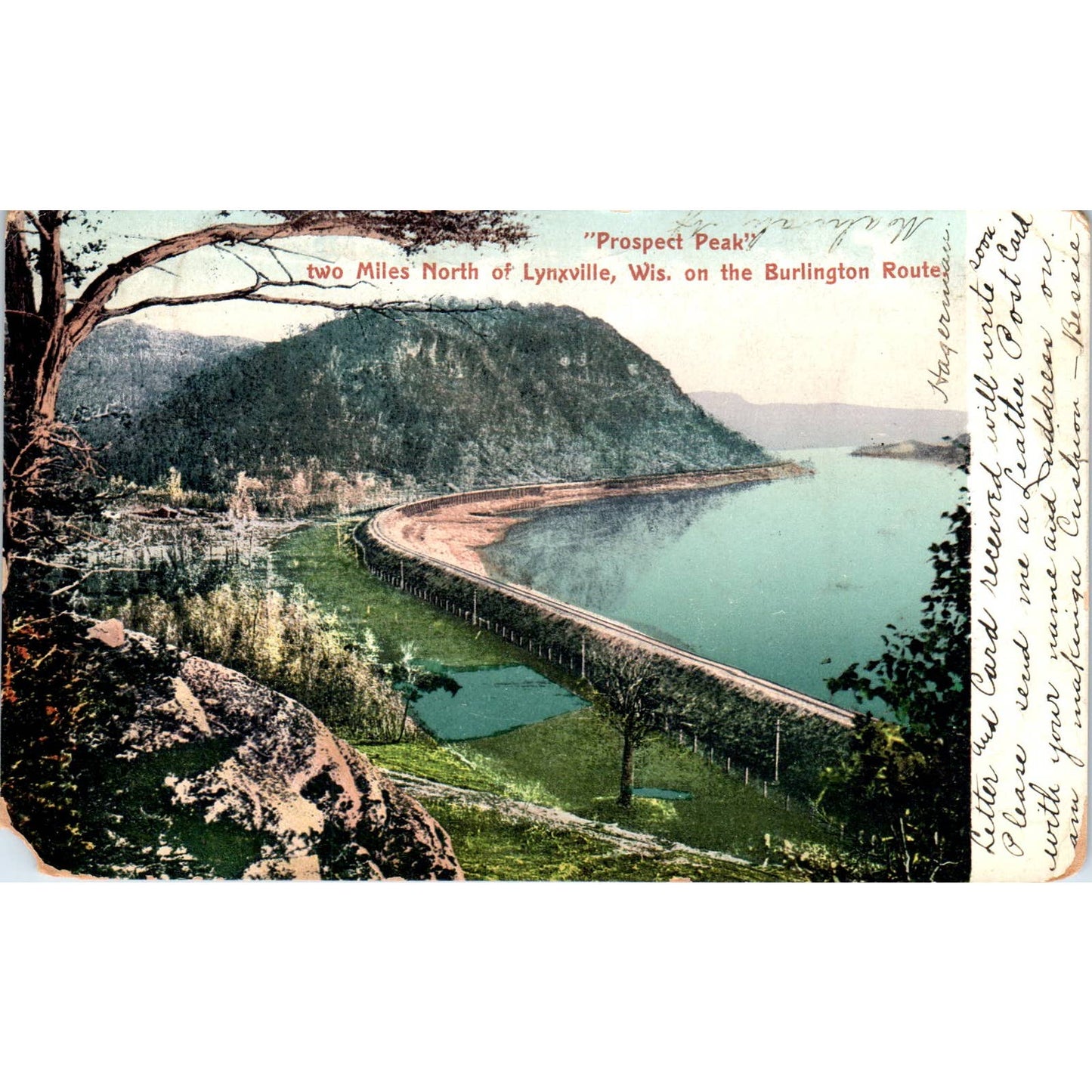 Prospect Peak Lynxville WI Burlington Route 1906 Original Postcard TJ9-P3