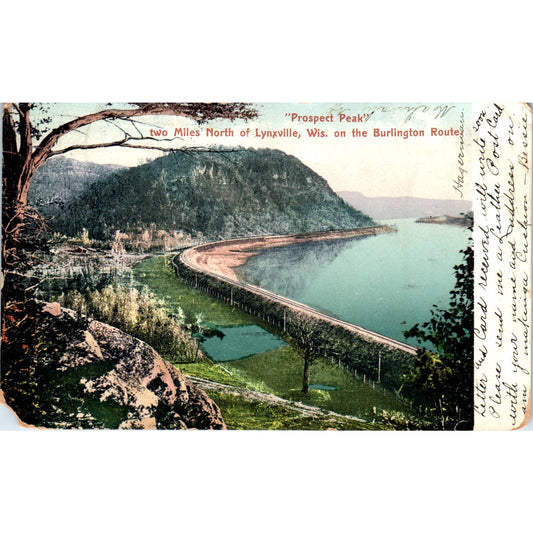 Prospect Peak Lynxville WI Burlington Route 1906 Original Postcard TJ9-P3