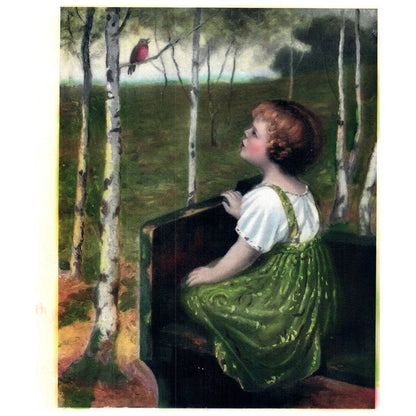 Vintage 1920's Oilette Print Spring Song by Simon Glucklich Blind Girl ~8x9" AC9