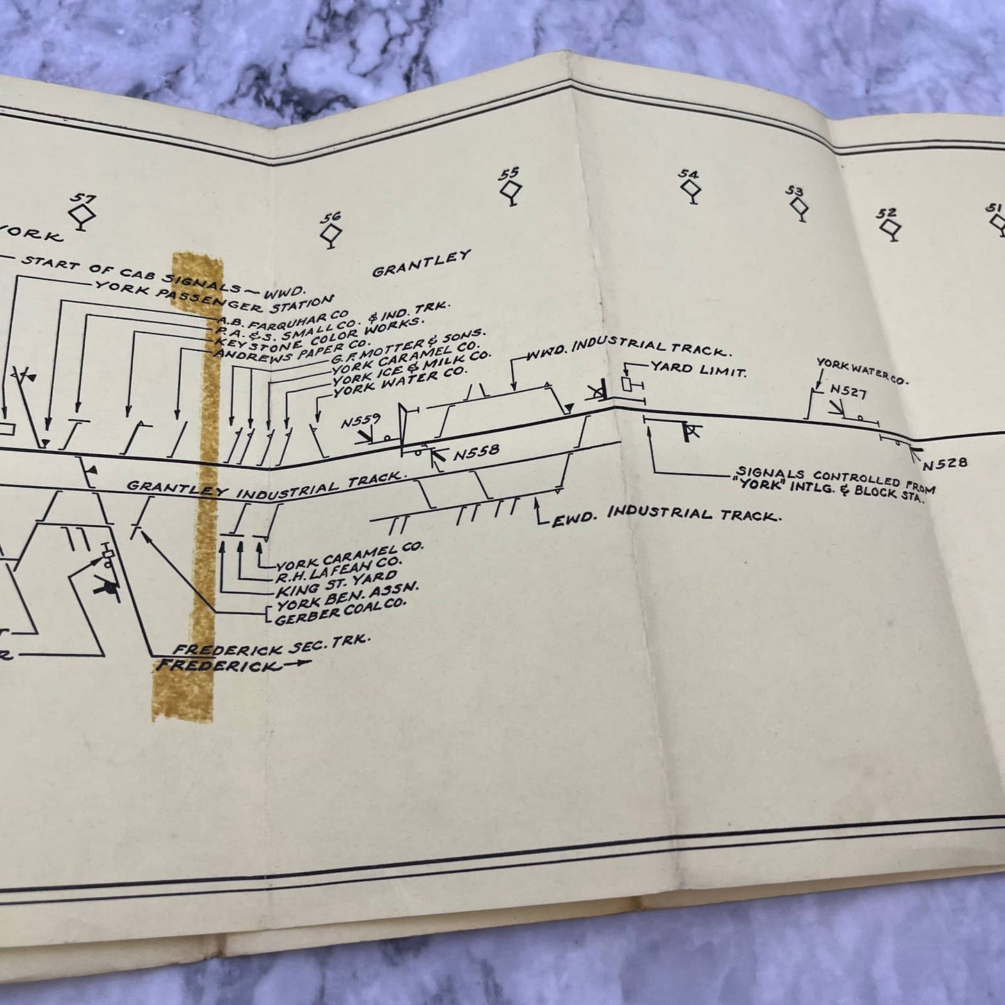 1954 Northern Central Parkton MD To York PA Railroad Track & Signal Layout EA4