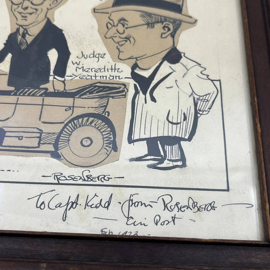 1923 Signed Original Art Cartoon Manuel Rosenberg Cincinnati Post Framed TG3