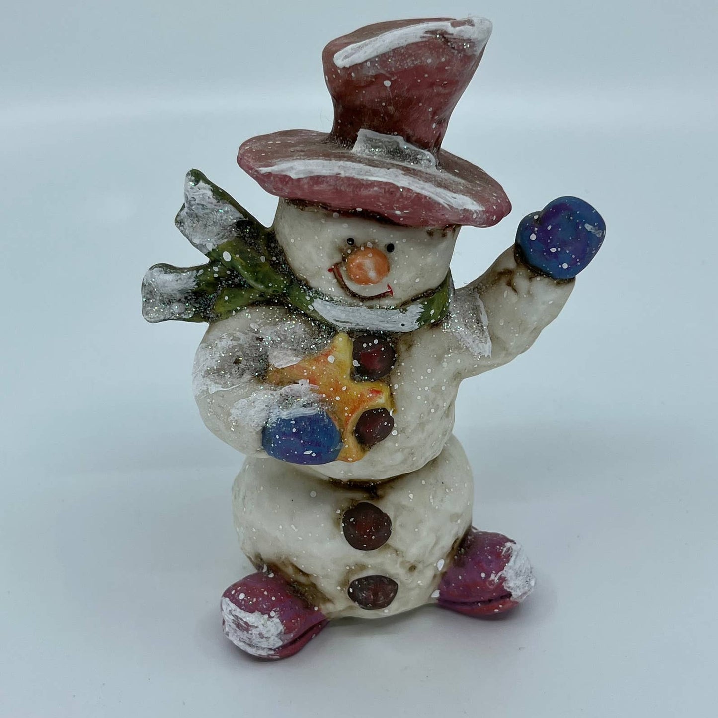 Vintage Porcelain Hand Painted Frosty The Snowman Christmas Figurine 6” TB5