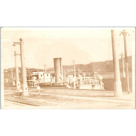 Antique Postcard RPPC 1926 Steamship Dock Waterfront SE8