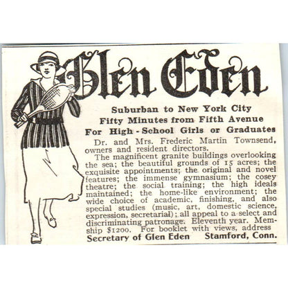 c1920 Harper's Magazine Ad- Glen Eden Stamford Ct Frederic Martin Townsend EA3-1