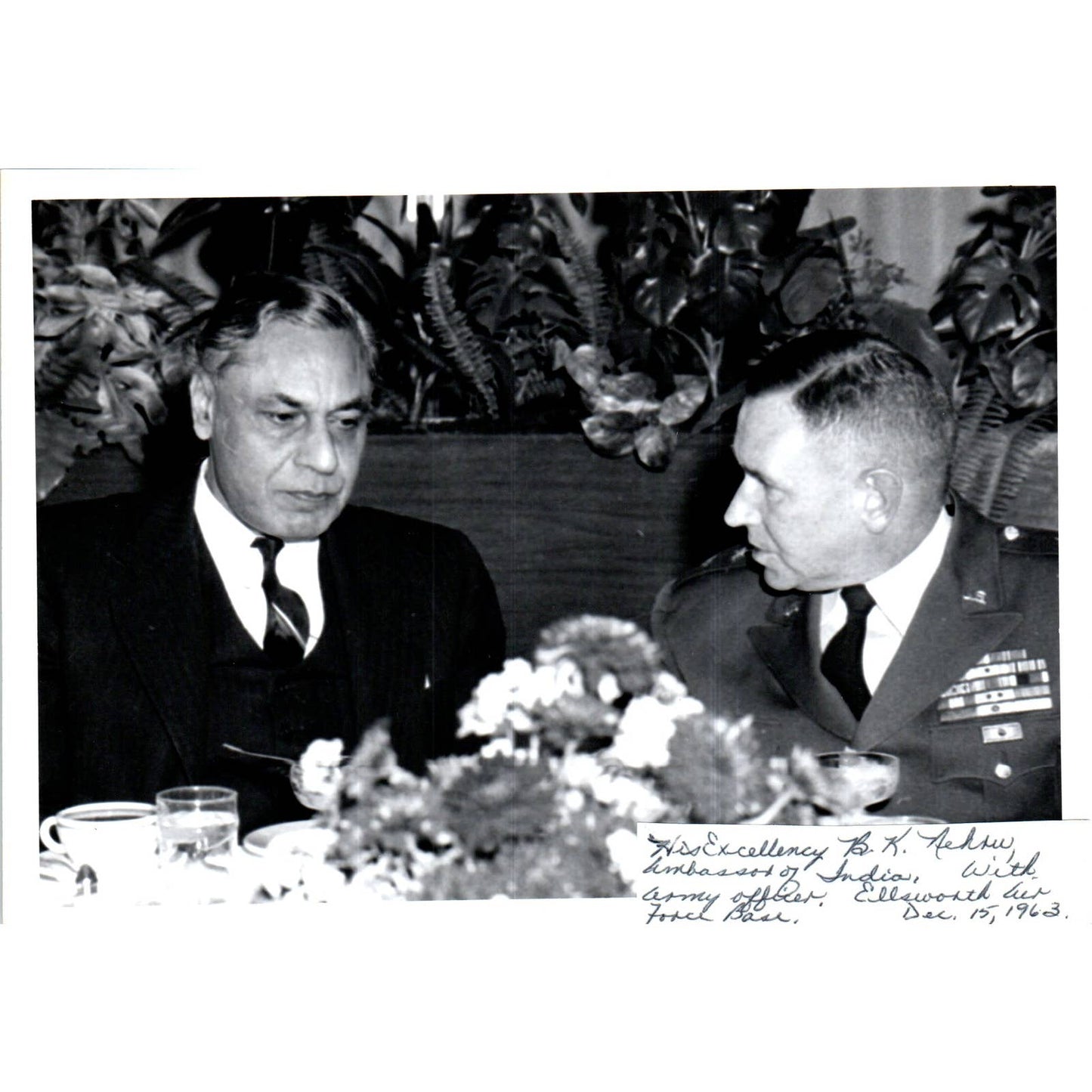 Ambassador of India B.K Nehru At Ellsworth Air Force Base 1963 5x7 Photo TK1-P11