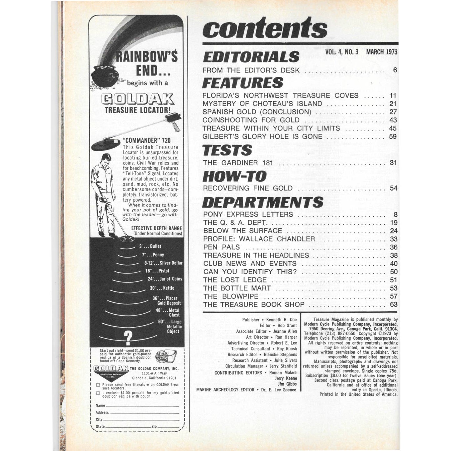 Treasure Magazine - Treasure Hunting Gold Mining Metal Detecting March 1973 M4