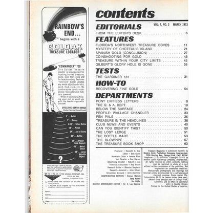 Treasure Magazine - Treasure Hunting Gold Mining Metal Detecting March 1973 M4