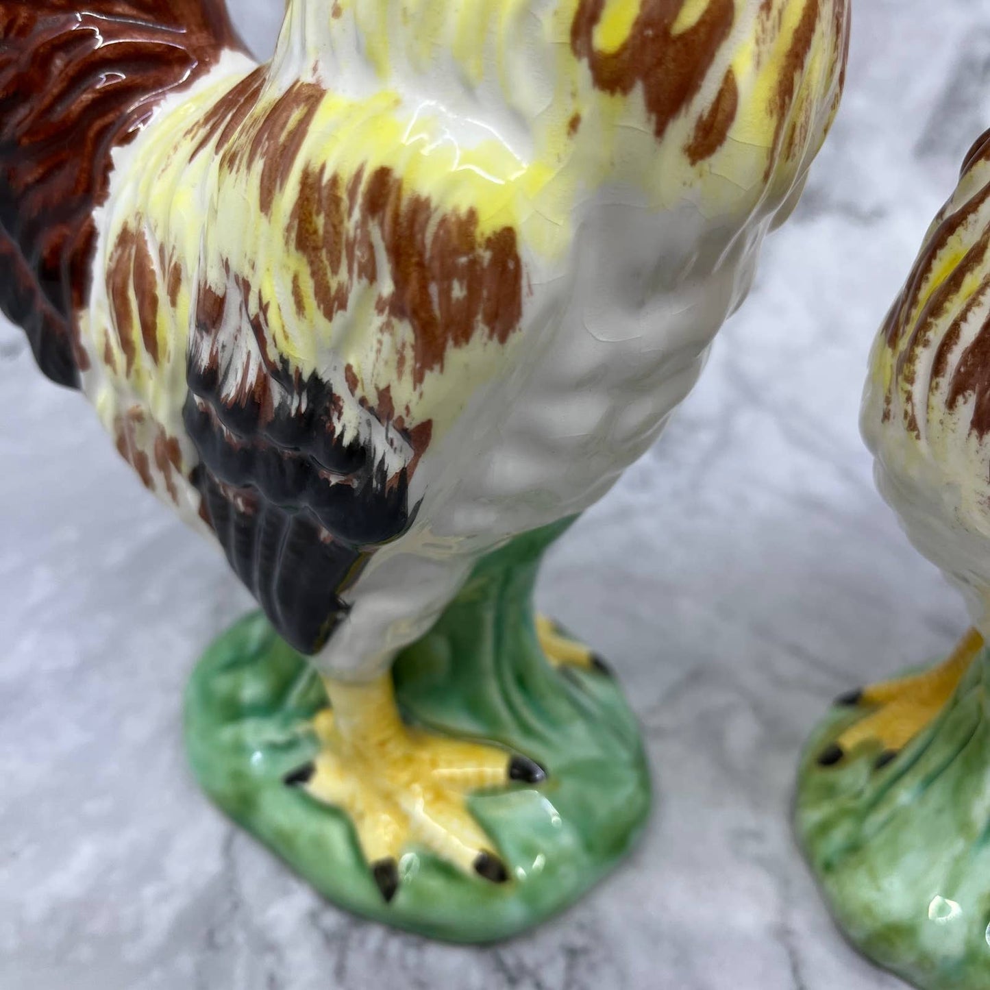 Vintage MCM Lefton Rooster and Hen Hand Painted Porcelain Figurines 7 & 9” TJ3