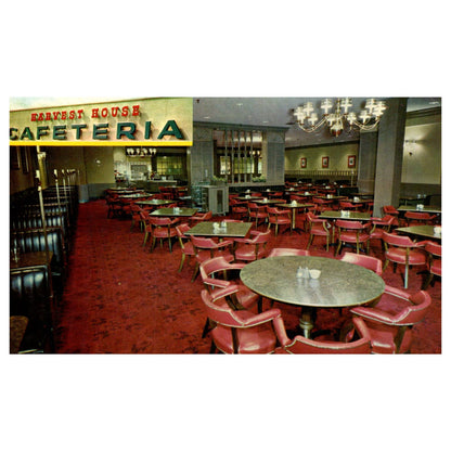 Vintage Postcard - Harvest House Cafeteria Interior Columbus Ohio AD9