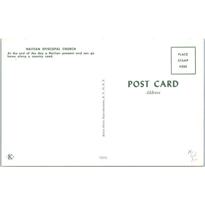 Haitian Episcopal Church Peasant and Son Original Postcard TK1-P13