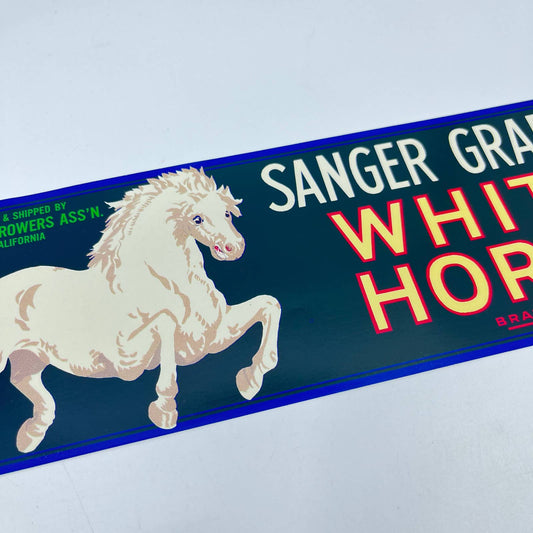 White Horse Brand Original Grape Crate Label Sanger, California FL3