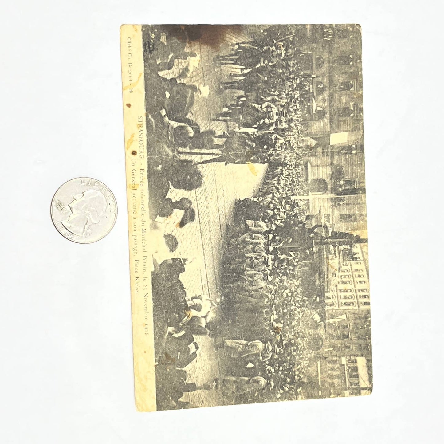 1918 WWI Postcard STRASBOURG Solemn entry of Marshal PERM Place Kleber AC2