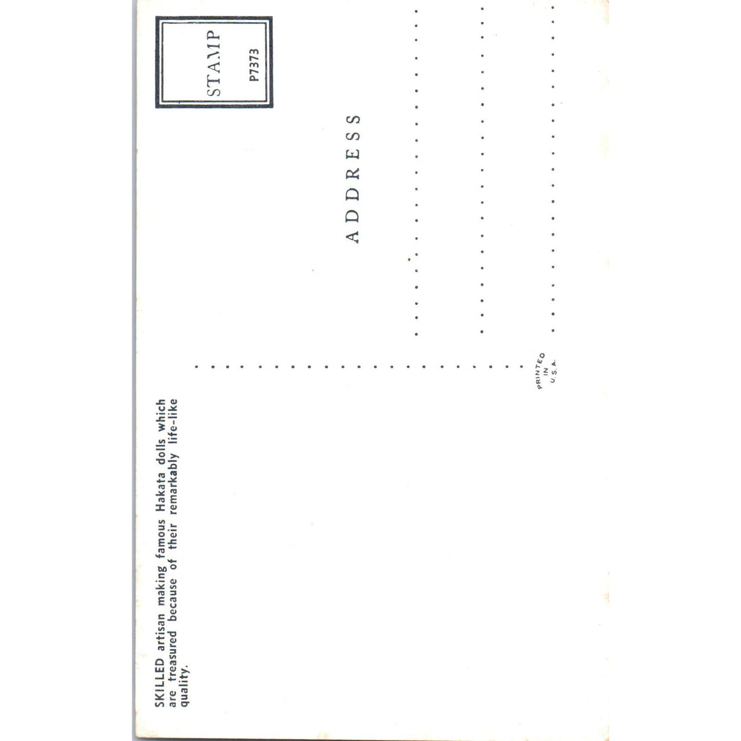 Skilled Artisan Making Famous Hakata Dolls Original Postcard PB7