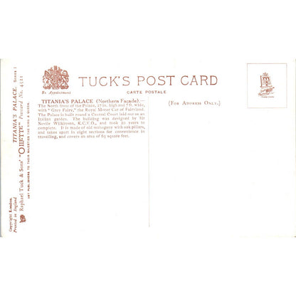 Titania's Palace Northern Facade Raphael Tuck Oilette Original Postcard TK1-P14