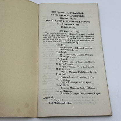 1958 Pennsylvania Railroad Diesel-Electric Locomotive Examinations Manual TG6