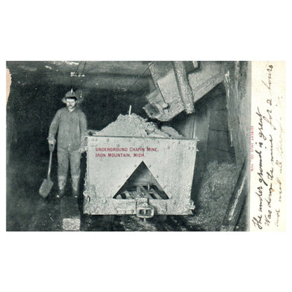Underground Chapin Mine Iron Mountain MI 1913 - Original Postcard RPPC TJ8-4