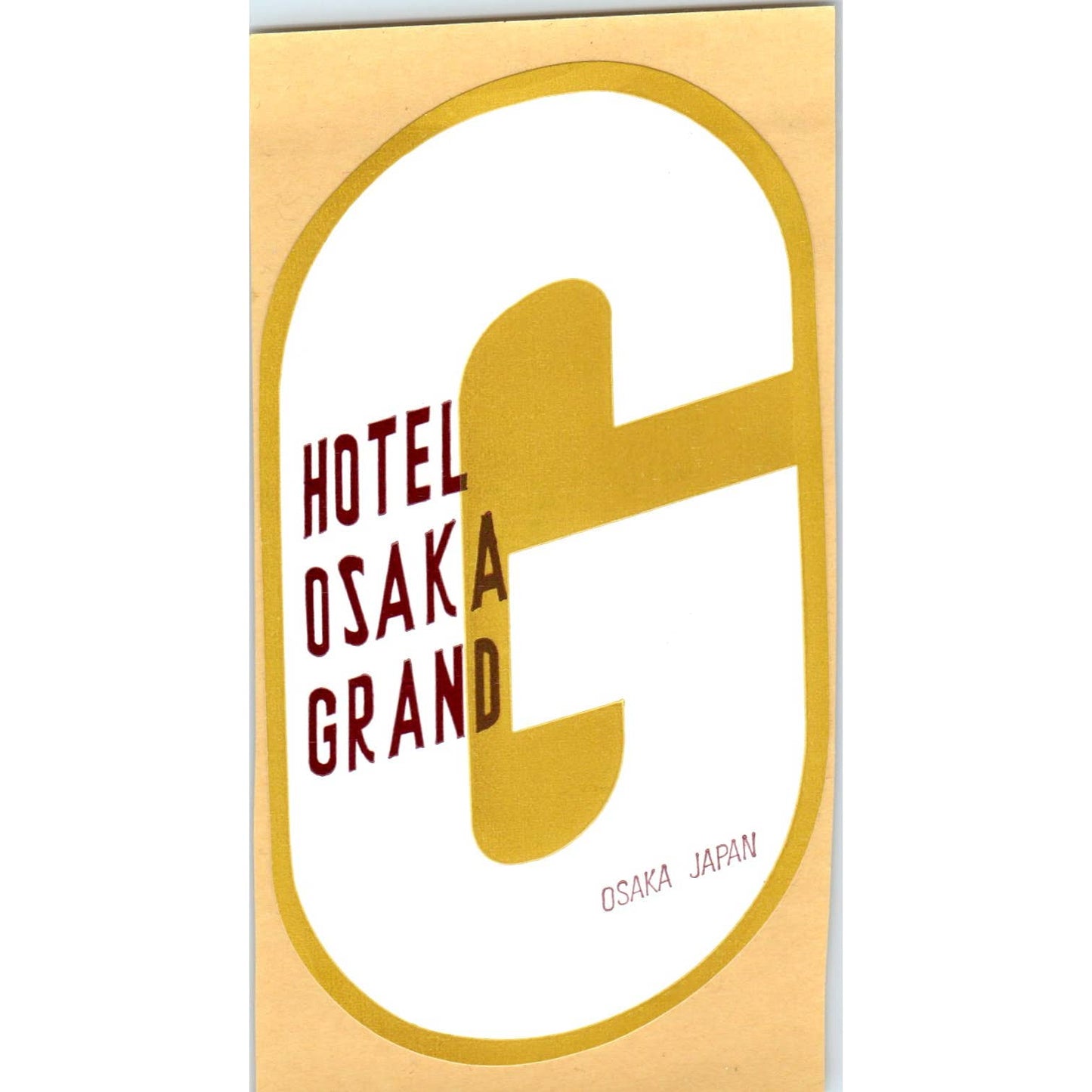 1970s Hotel Osaka Grand Japan Travel Souvenir Sticker Decal 2.5x4.5" SE5