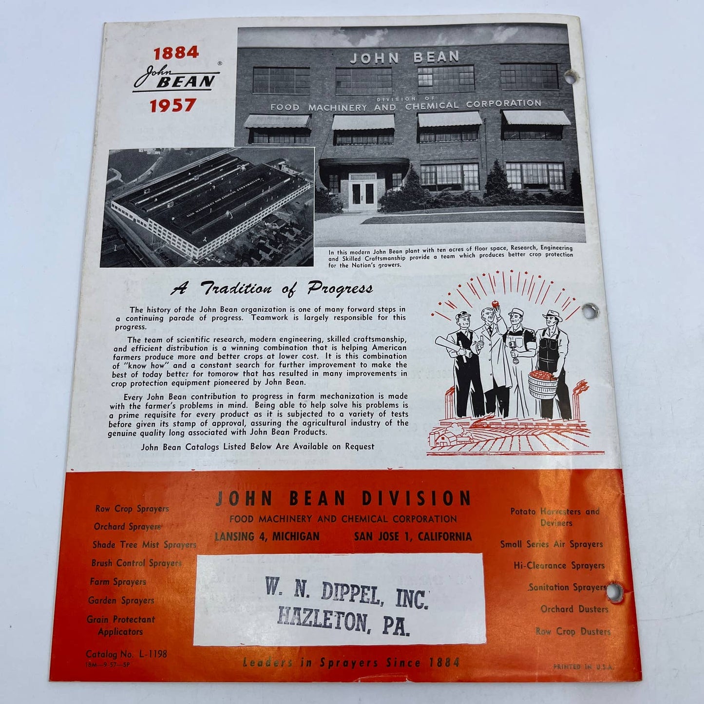 1957 John Bean High Pressure and Mist Sprayers Advertising Booklet Brochure TH7