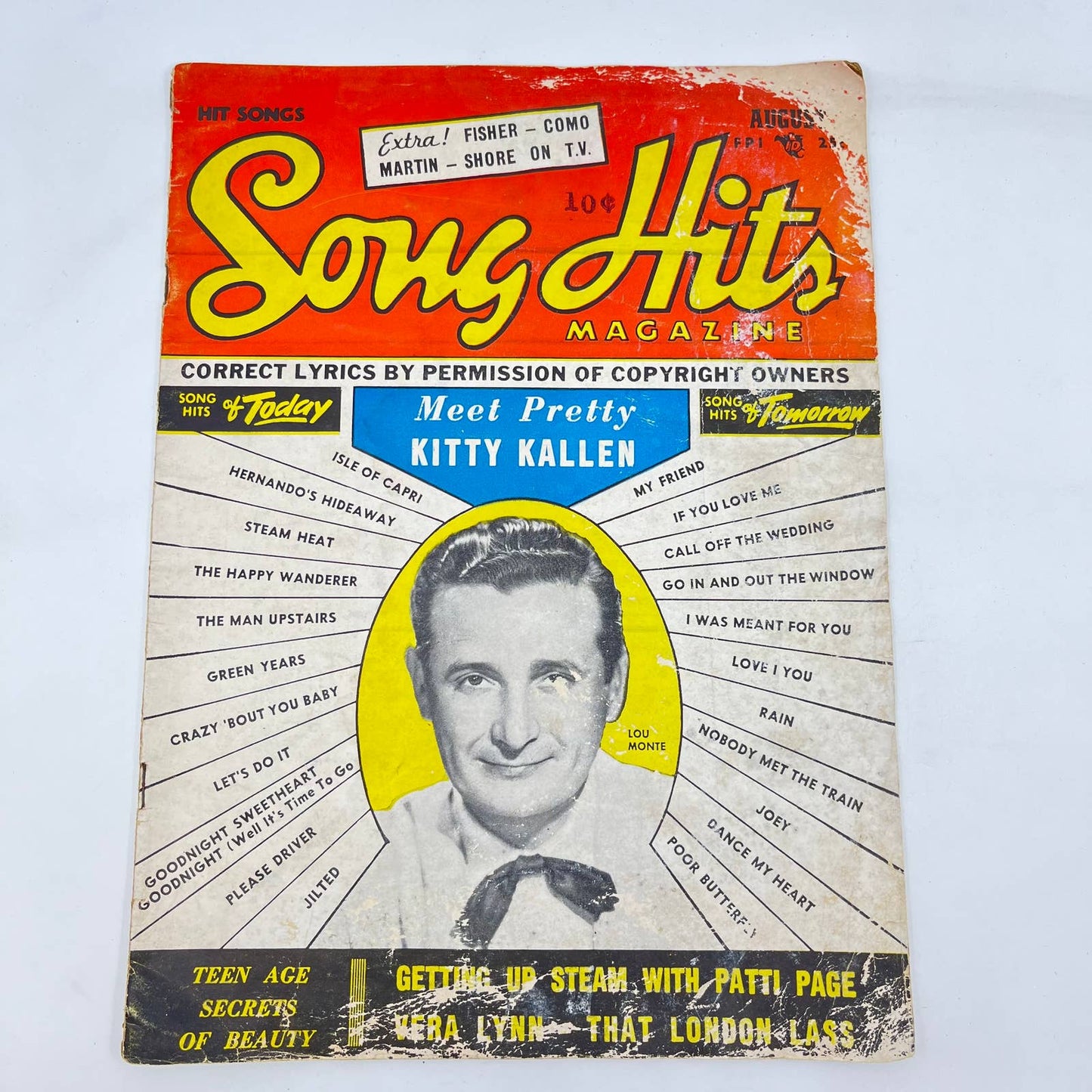 August 1954 Song Hits Magazine Lou Monte Cover Patti Page Vera Lynn TF3