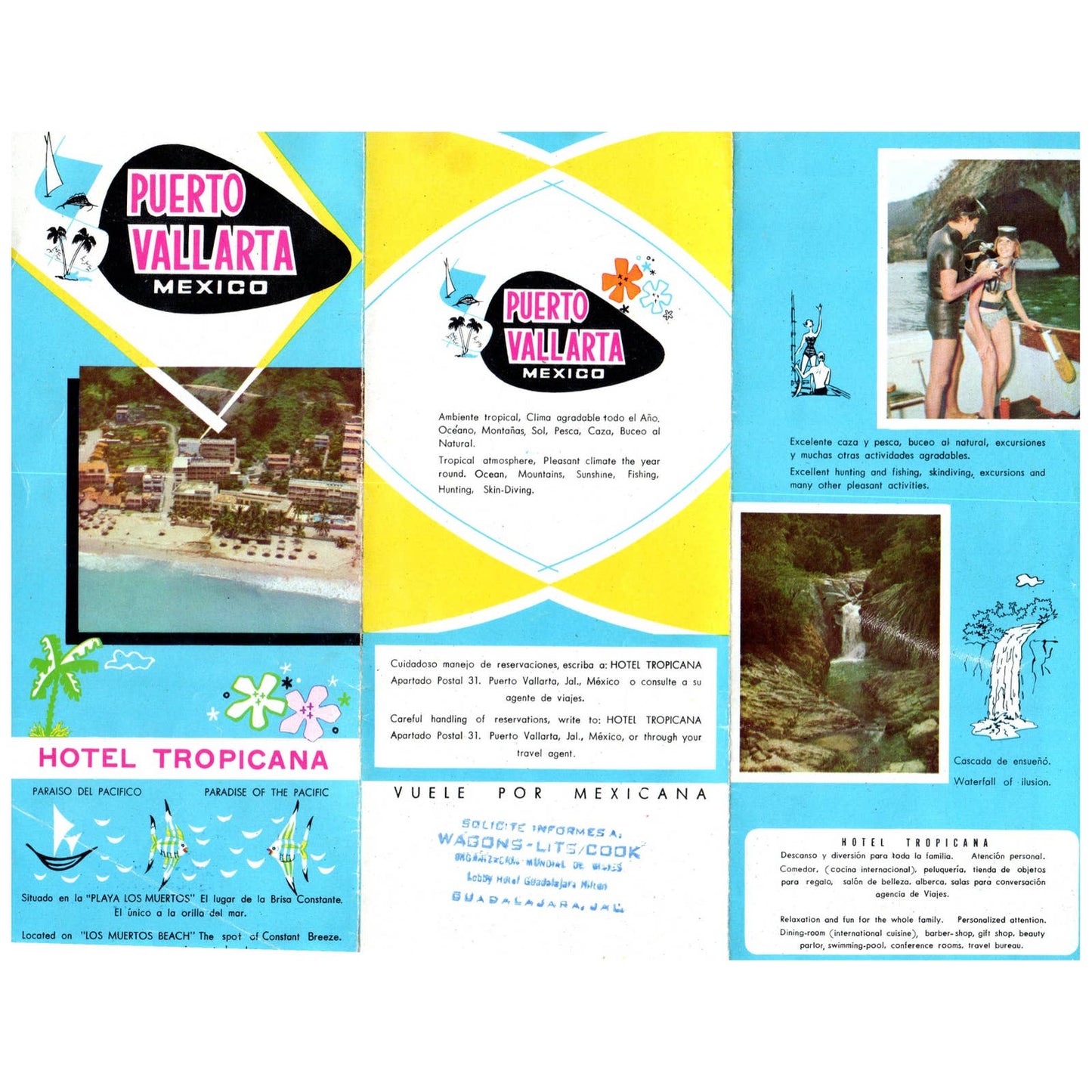 1960s Puerto Vallarta Hotel Tropicana Travel Brochure and Rate Sheet SE4
