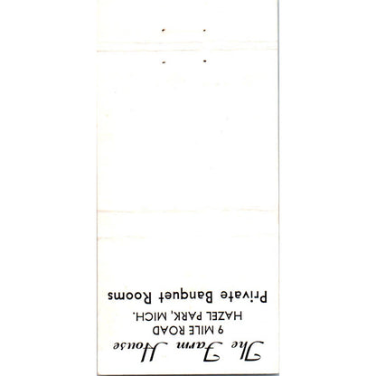 The Farm House Dining Hazel Park MI Advertising Matchbook Cover SA1-M10