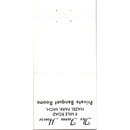 The Farm House Dining Hazel Park MI Advertising Matchbook Cover MM9-6