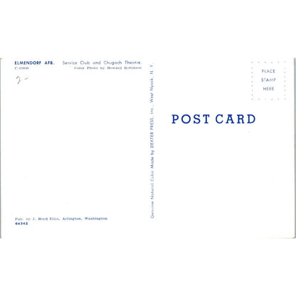 Elmendorf AFB Service Club and Chugach Theatre - Original Postcard TJ7-RP1