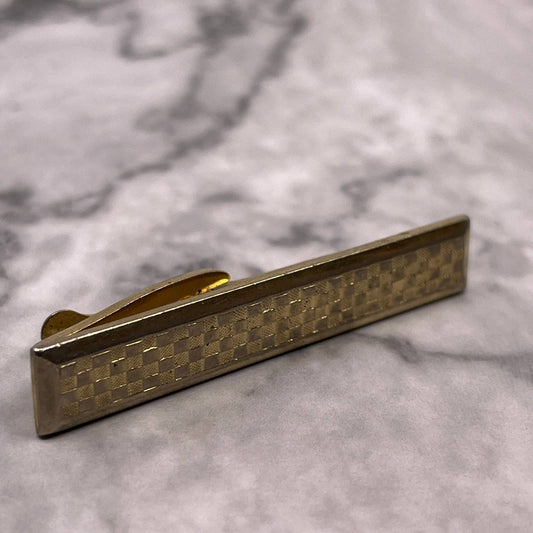 1940s MCM Hickok Gold Tone Cube Weave Tie Clip Bar Clasp SA2