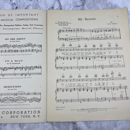 1938 My Reverie Sheet Music by Larry Clinton Robbins Music Corp V42-2