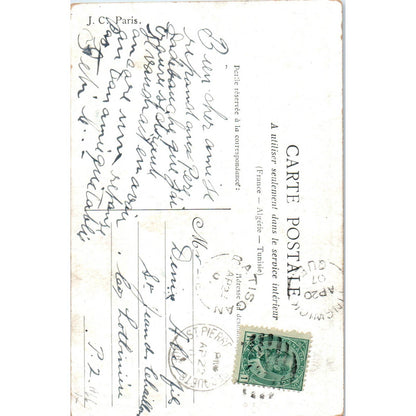 French Victorian Woman Setting Table 1907 Original Postcard TK1-21