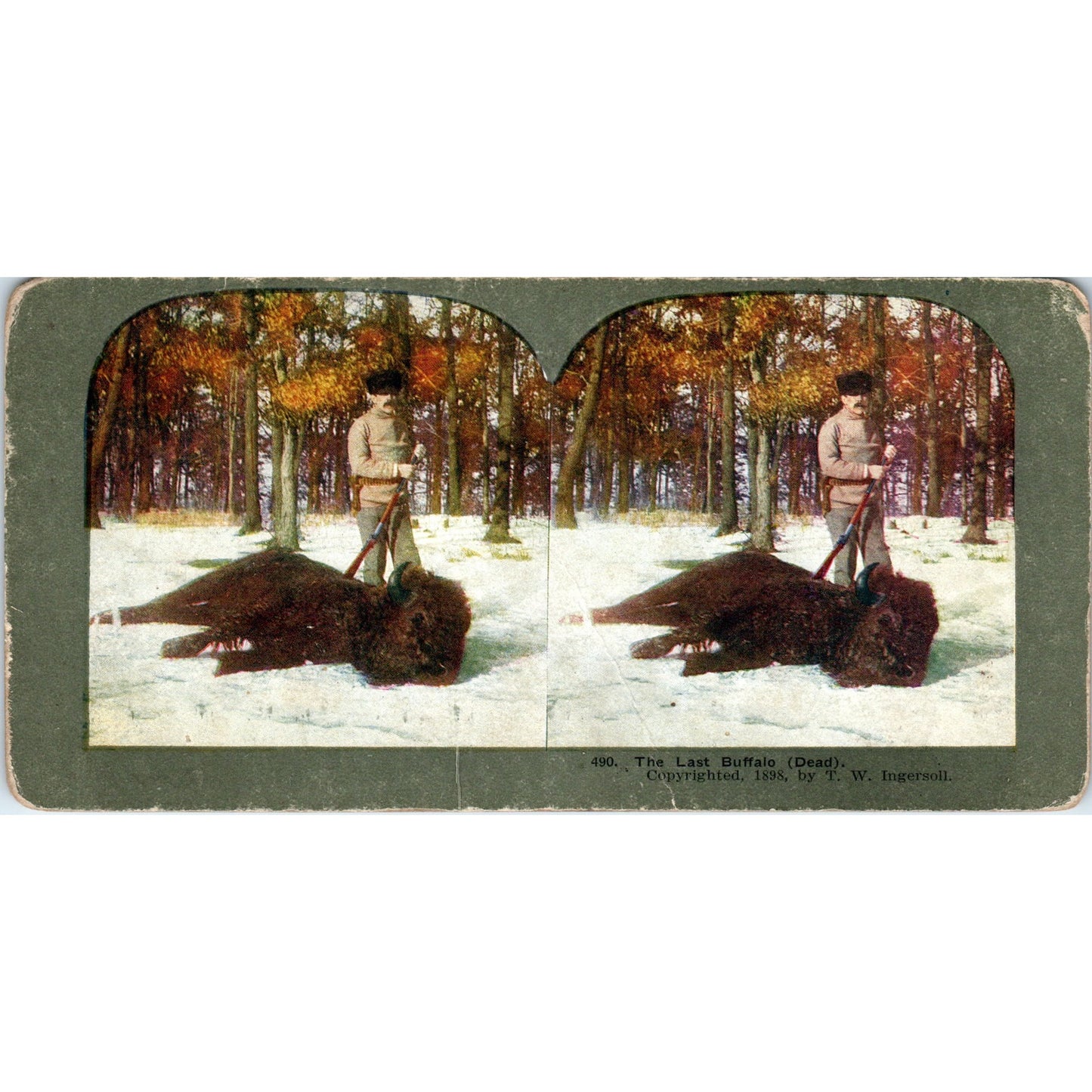 Hunting The Last Buffalo T.W. Ingersoll - Antique Stereoview Card H3-2
