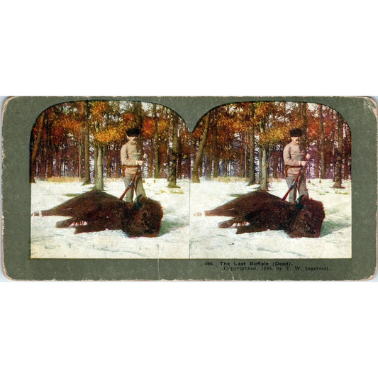 Hunting The Last Buffalo T.W. Ingersoll - Antique Stereoview Card H3-2