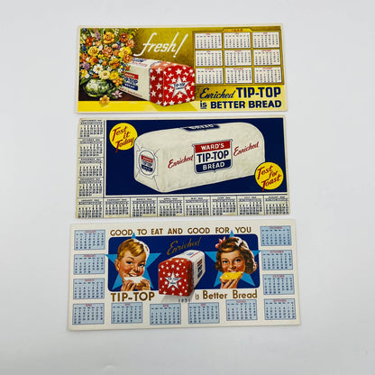 1942, 48, 51 Advertising Blotter Card Wards Tip Top Bread Calendar Set of 3 SC1