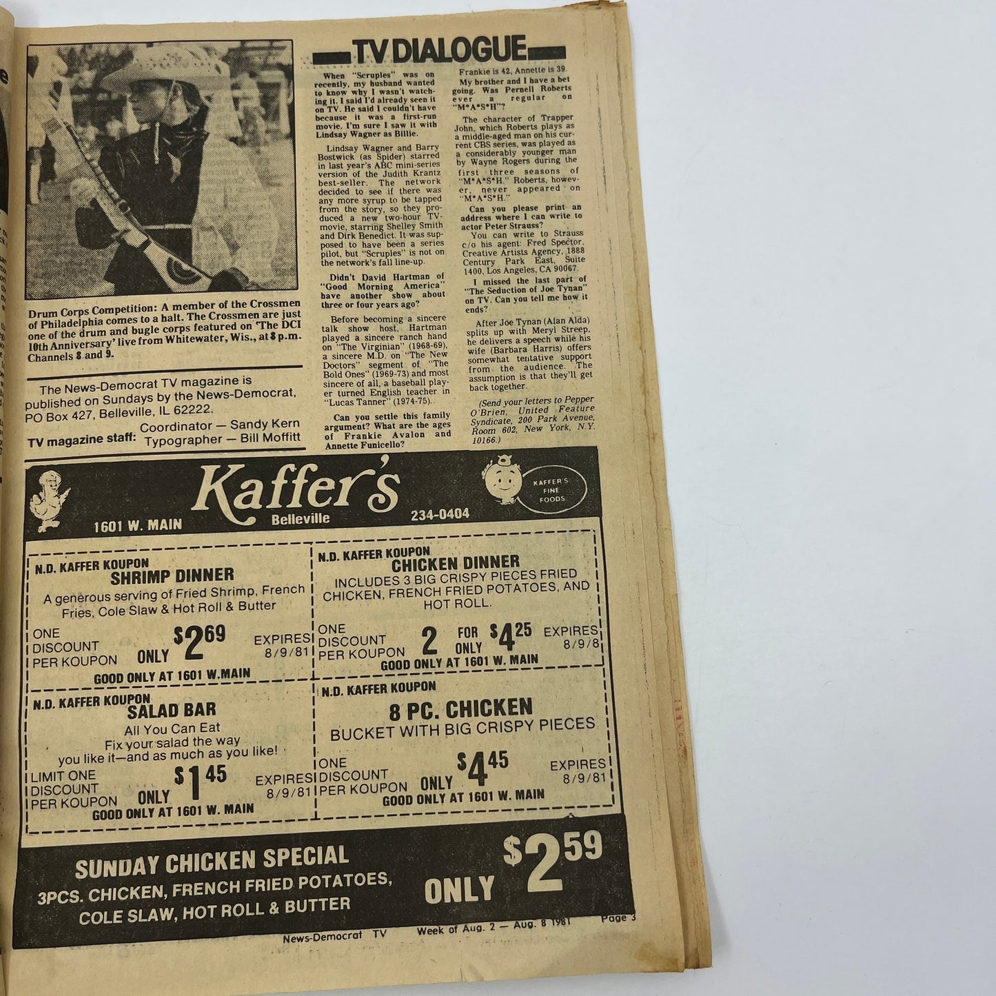 1981 Aug 2 Bellville IL News-Democrat TV Listings Drum Corps Competition L4-1