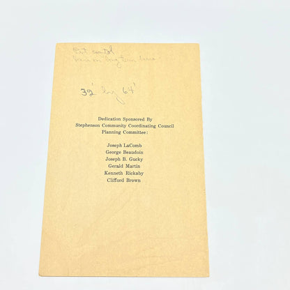 1958 Stephenson Michgan United States Post Office Dedication Program AB7