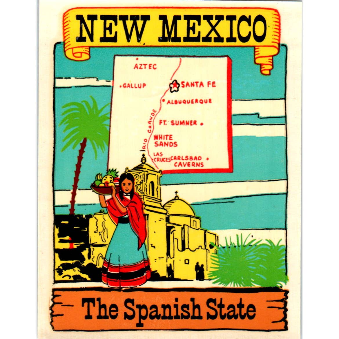 1960s New Mexico The Spanish State Travel Souvenir Decal Sticker Nice 3x4 SE4